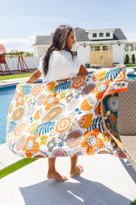 PREORDER: Luxury Beach Towel in Bright Retro Floral