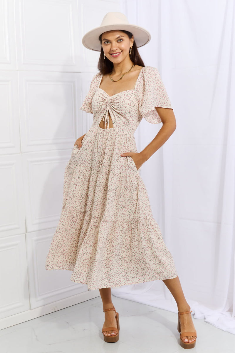 Let It Grow Full Size Floral Tiered Ruffle Midi Dress