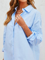 Button Up Long Sleeve Mini Shirt Dress
