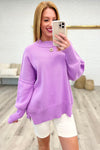 Margot Side Slit Oversized Sweater in Lavender