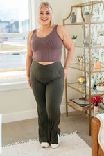 On the Move V Front Flare Leggings in Olive