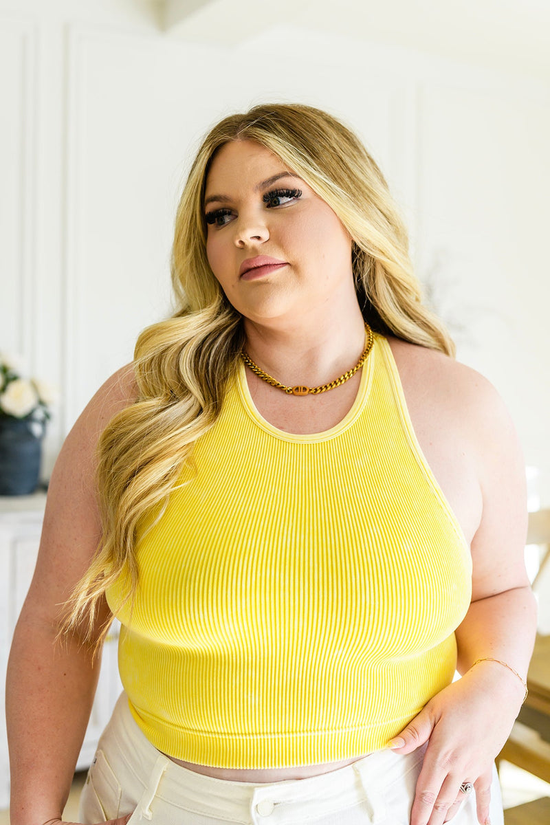 Goals Ribbed Tank Top in Yellow