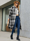 Plaid Pocketed Button Up Trench Coat