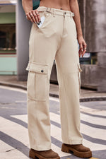 Sand Trail Buttoned Loose Fit Jeans with Pockets