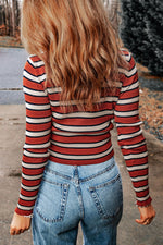 Striped Round Neck Long Sleeve Top