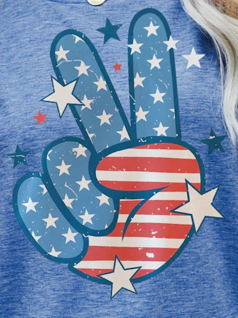 USA Flag Peace Sign Hand Graphic Tee