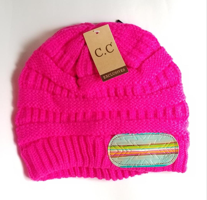 Pink C.C Beanie with Turquoise Aztec